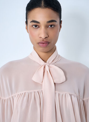 Max Mara Silk Chiffon Cropped Blouse Pink max0264041