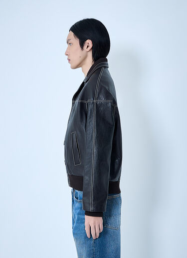 Wales Bonner Leather Button-Up Jacket Dark Brown wbn0164008