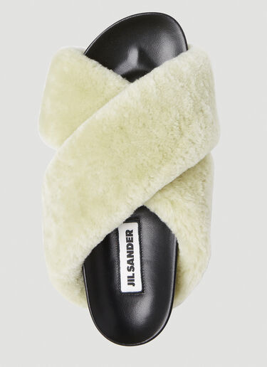 Jil Sander Shearling Slides Khaki jil0253026