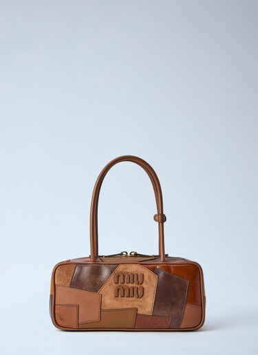Miu Miu Beau Leather Patchwork Bag Brown miu0264116