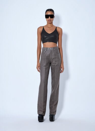 LN-CC® - Rick Owens: V-Neck Leather Crop Top - Black Rick Owens V-Neck Leather Crop Top Black ric0265015