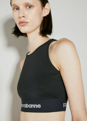 Rabanne Logo Cropped Tank Top Black pac0253029