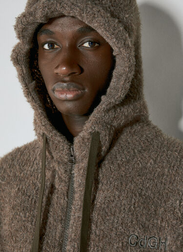 Comme des Garçons Homme Fluffy Knit Hooded Zip-Up Sweatshirt Brown cdh0154005