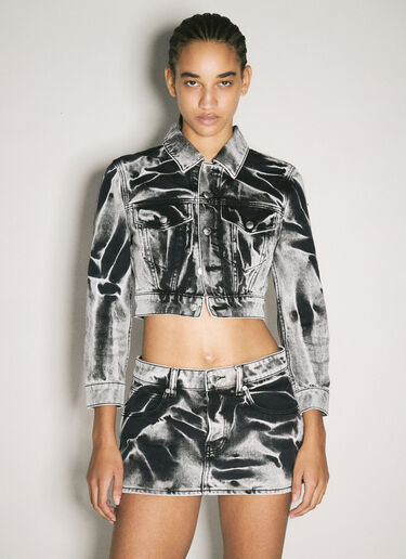 Alexander Wang Blade Logo-Embroidery Denim Trucker Jacket Grey awg0258008