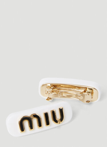 Miu Miu Set of Two Logo Hair Clips White miu0254043
