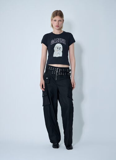 GANNI Duchesse Cargo Pants Black gan0260013
