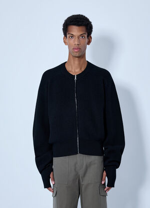 RIER Ribbed Zip-Up Cardigan Black rrr0165004