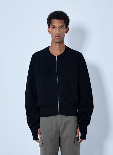 RIER Ribbed Zip-Up Cardigan Black rrr0165004