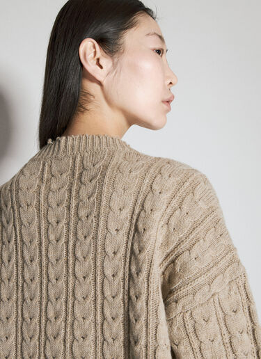 MM6 Maison Margiela Cable Knit Cardigan Beige mmm0254008