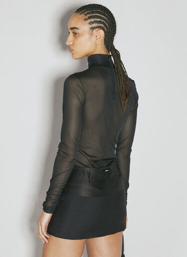 Prada Sheer Long-Sleeve Bodysuit Black pra0255006