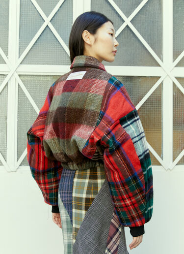 Rave Review Simone Tartan Cropped Bomber Jacket Red rav0254002