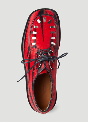 Marni 斑马纹厚底 Creeper 系带鞋 红 mni0245025