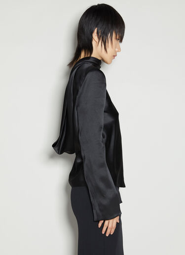 Saint Laurent Cowl-Back Silk Blouse Black sla0254044