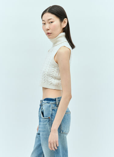 Max Mara Sleeveless Cashmere Crop Top Cream max0255025