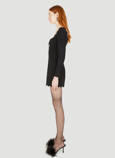 Saint Laurent Scallop Trim Mini Dress Black sla0247016