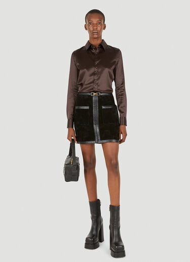 Saint Laurent Contrast Trim Mini Skirt Black sla0249062