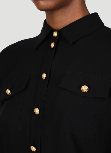 Shoulder Pad Silk Shirt Balmain Shoulder Pad Silk Shirt Black bln0253017