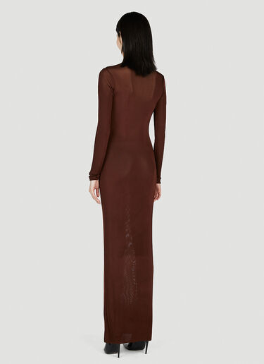 Saint Laurent High Neck Dress Brown sla0252003