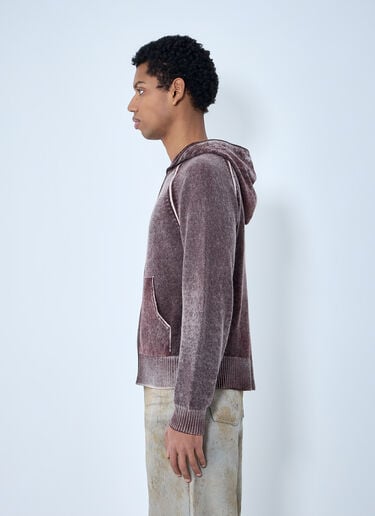 Acne Studios Zip-Up Hooded Sweatshirt Burgundy acn0163001