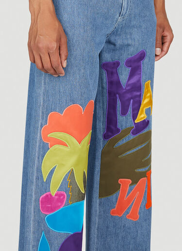 Graphic Applique Wide Leg Jeans Marni x No Vacancy Graphic Applique Wide Leg Jeans Blue mvy0153005
