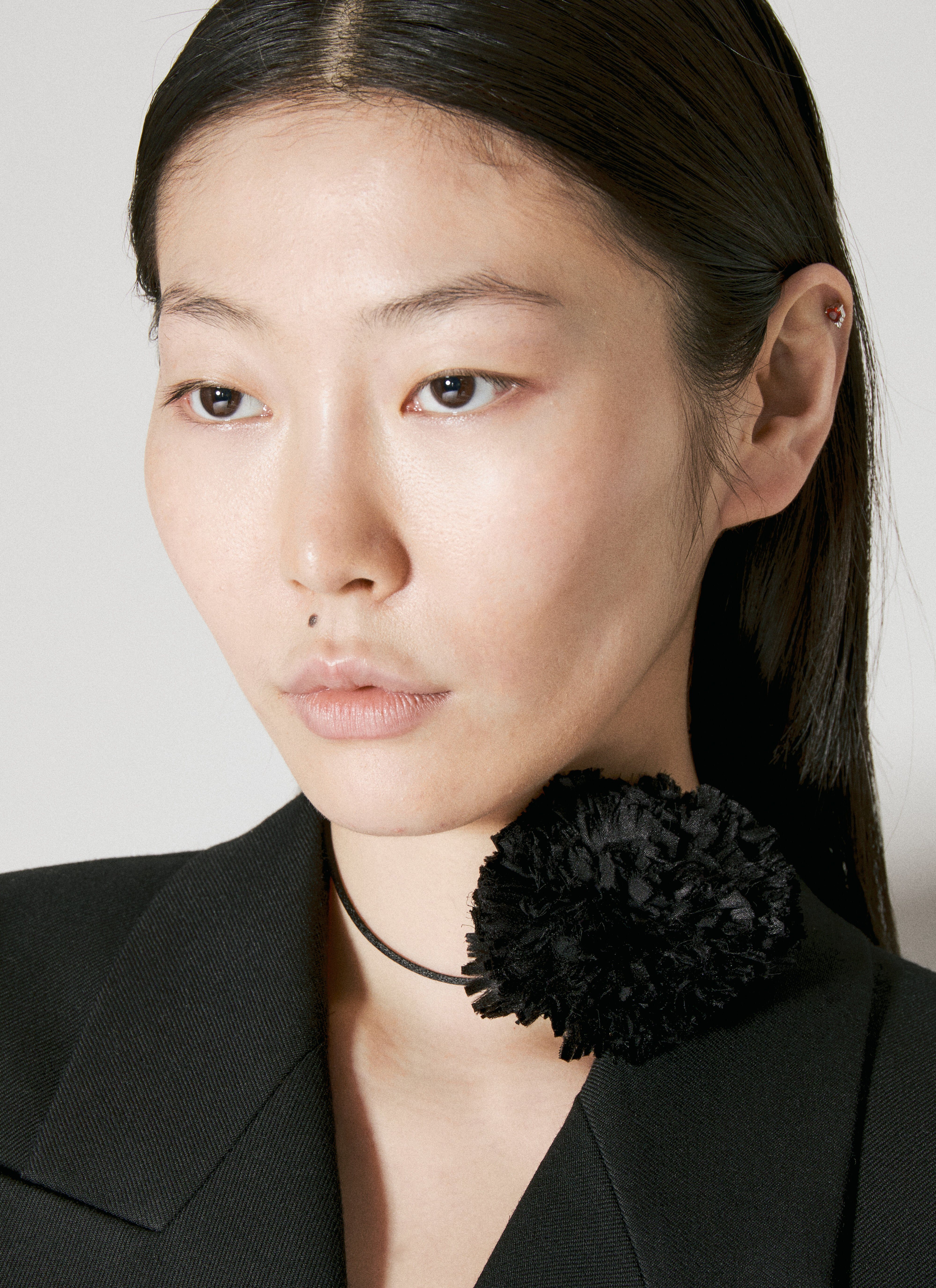 Saint Laurent Women s Silk Satin Flower Necklace in Black LN CC