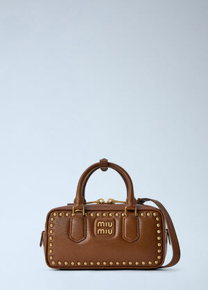 Miu Miu Brandy Arcadie Studded Leather Bag Brown miu0266105