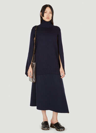 Jil Sander Cable Knit Roll Neck Sweater in Blue | LN-CC