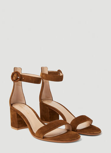 Gianvito Rossi Versilia Block Heel Sandals Brown gia0251017