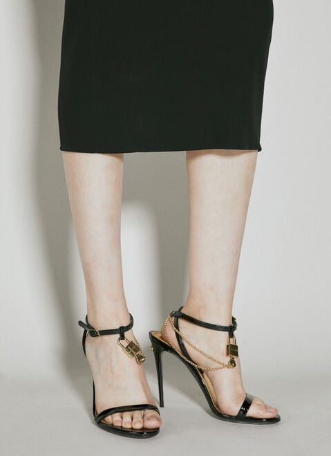 Dolce & Gabbana Patent Leather Heeled Sandals Black dol0254021