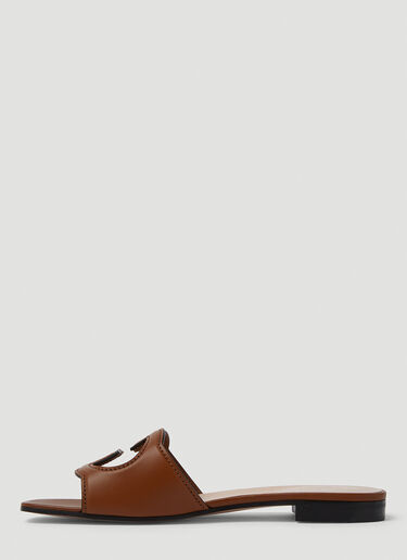 Interlocking G Cut-Out Sandals Gucci Interlocking G Cut-Out Sandals Brown guc0250114