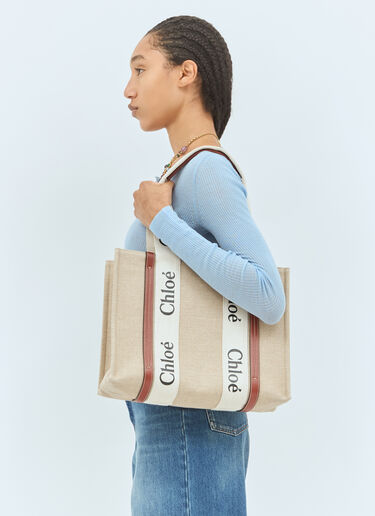 Chloé 中号 Woody 托特包 米色 chl0255056