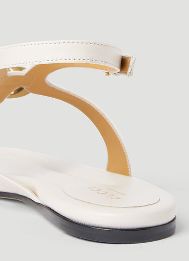 Gucci Double G Thong Leather Sandals White guc0253133
