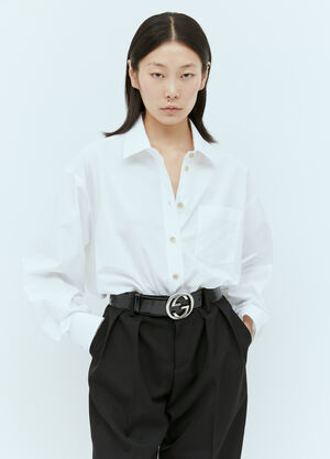 MM6 Maison Margiela Interlocking G Buckle Leather Belt Black mmm0259019