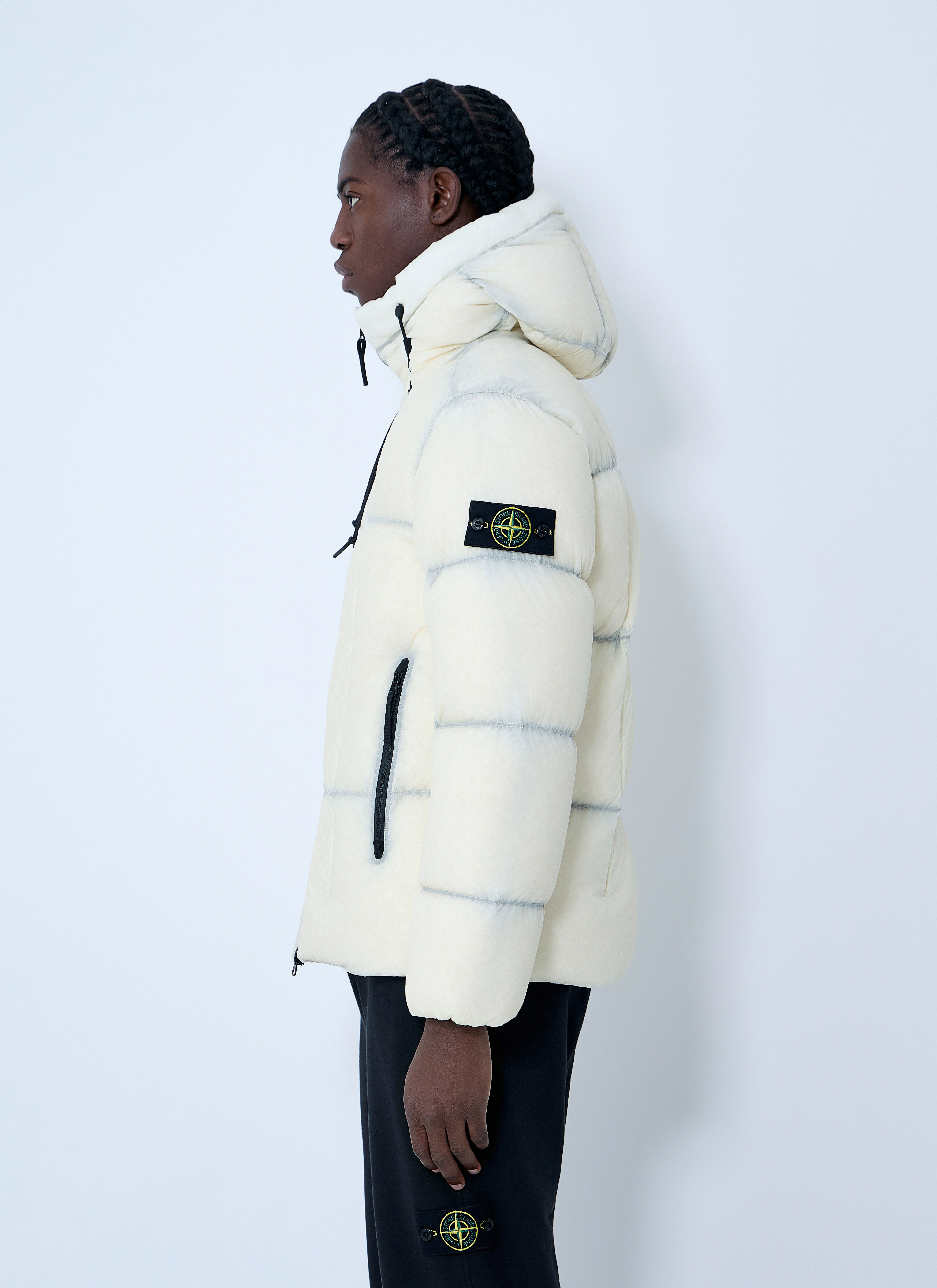 Stone Island Men's' Seam Faded Ligh Nylon Canvas Jacket in Ivory