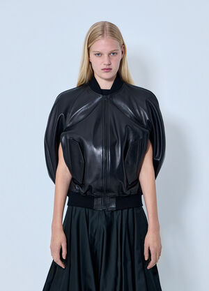 Balenciaga Structured Leather Bomber Jacket Black bal0264005