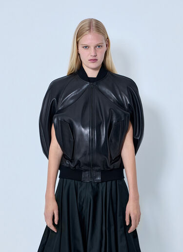 LN-CC® - Balenciaga: Structured Leather Bomber Jacket - Black Balenciaga Structured Leather Bomber Jacket Black bal0264005
