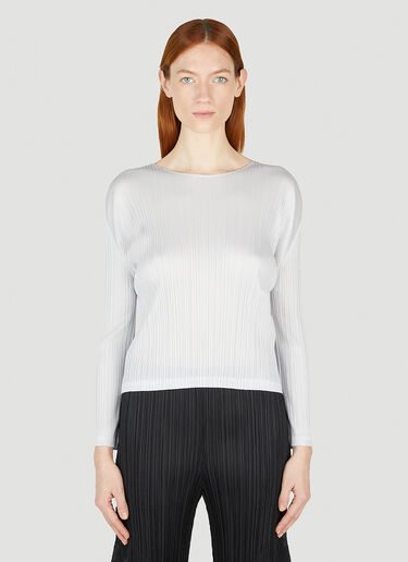 Pleats Please Issey Miyake Classic Pleated Long Sleeve Top Grey plp0252001
