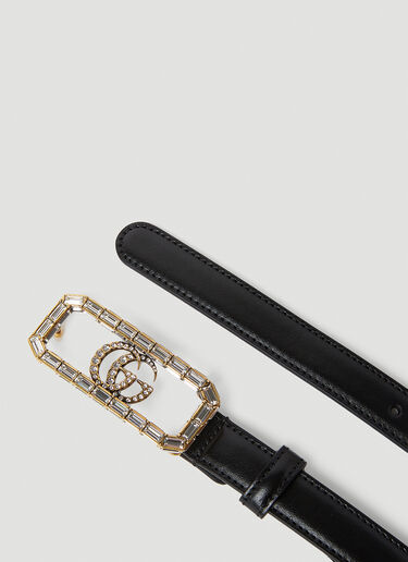 Gucci Crystal Double G Buckle Belt Black guc0253156