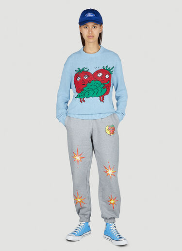 Intarsia Tomatoes Sweater Sky High Farm Workwear Intarsia Tomatoes Sweater Light Blue skh0352011