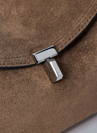 TOTEME T-Lock Suede Clutch Brown tot0260006