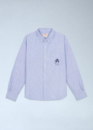 Brain Dead x Brooks Brothers California Oxford Button Up Shirt Blue brb0364002