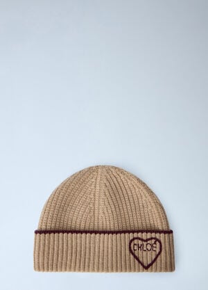 Chloé Encoeur Beanie Hat Beige chl0265072