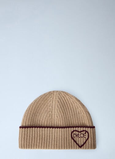 Chloé Encoeur Beanie Hat Beige chl0265072