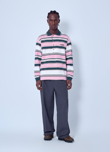 LN-CC® - Lacoste: Runway Loose Fit Striped Piqué Polo Shirt - Pink Lacoste Runway Loose Fit Striped Piqué Polo Shirt Pink lac0366001