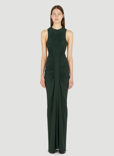 Saint Laurent Ruched Jersey Dress Dark Green sla0250005