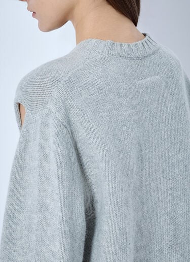 LN-CC® - MM6 Maison Margiela: Intarsia Logo Knit Sweater - Grey MM6 Maison Margiela Intarsia Logo Knit Sweater Grey mmm0265007