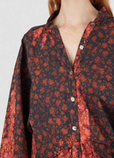 Acne Studios Floral V-Neck Shirt Dress Red acn0246005