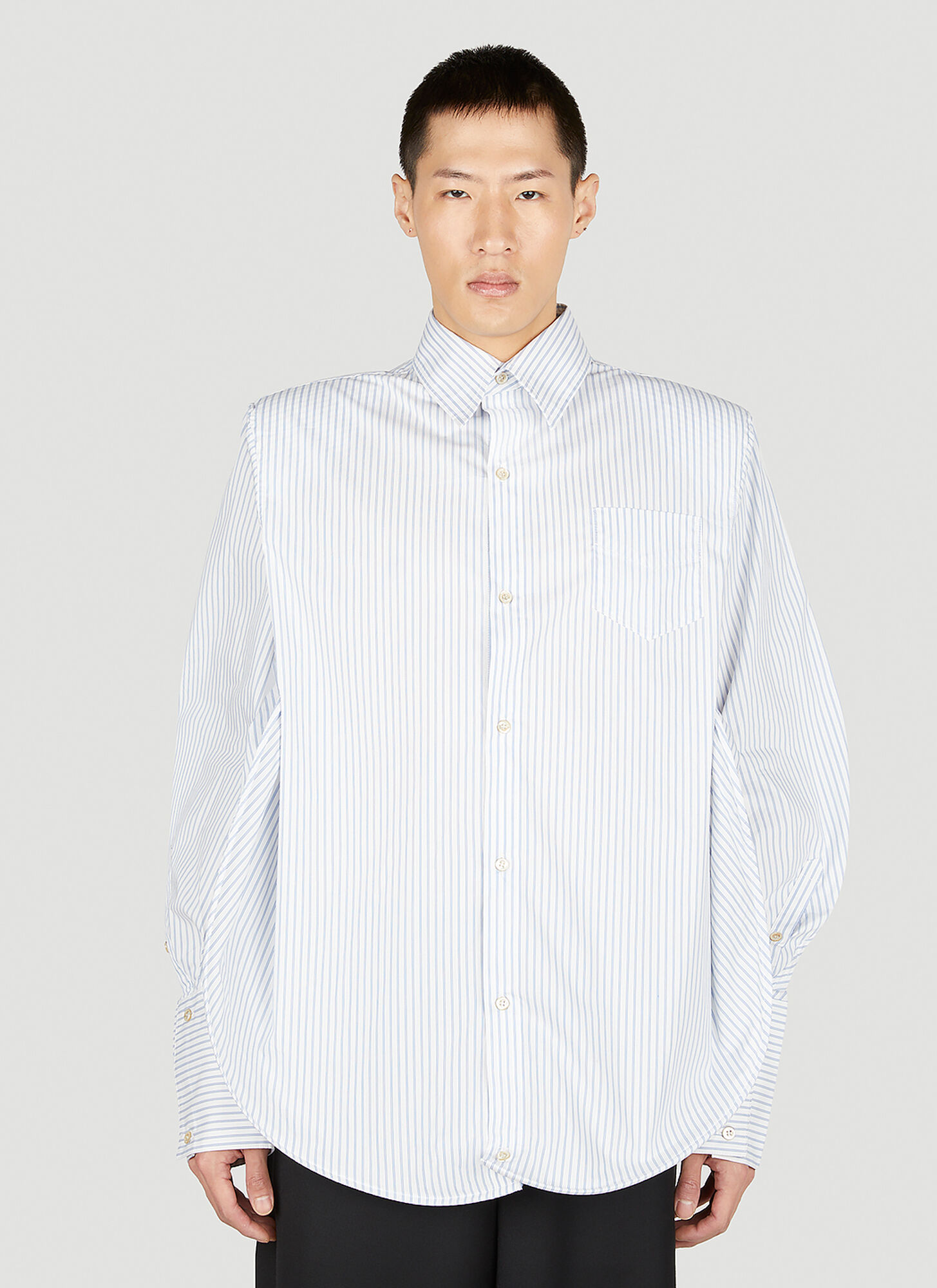 Ninamounah Striped Round Shirt Unisex Blue