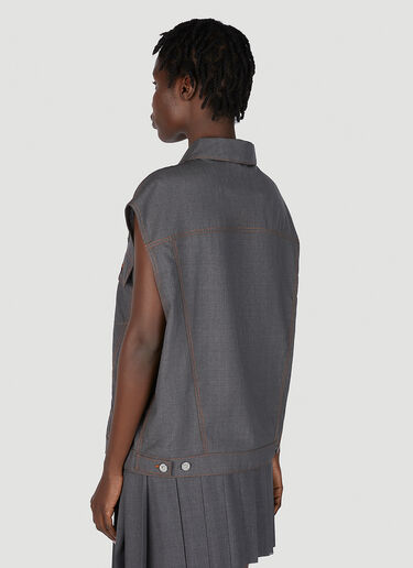 Logo Patch Sleeveless Jacket Miu Miu Logo Patch Sleeveless Jacket Grey miu0252017