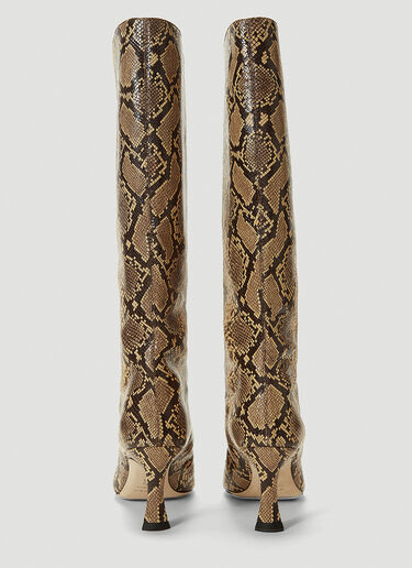 by Far Stevie Snake-Print Boots Brown byf0241004
